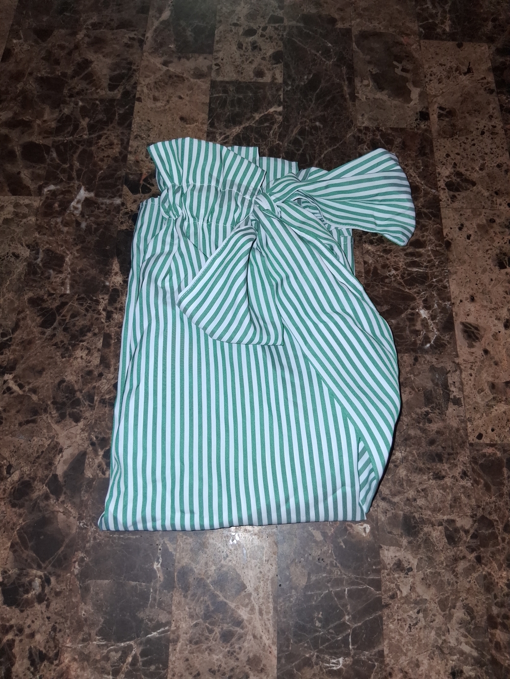 Striped Green Bow-Front Women's Blouse